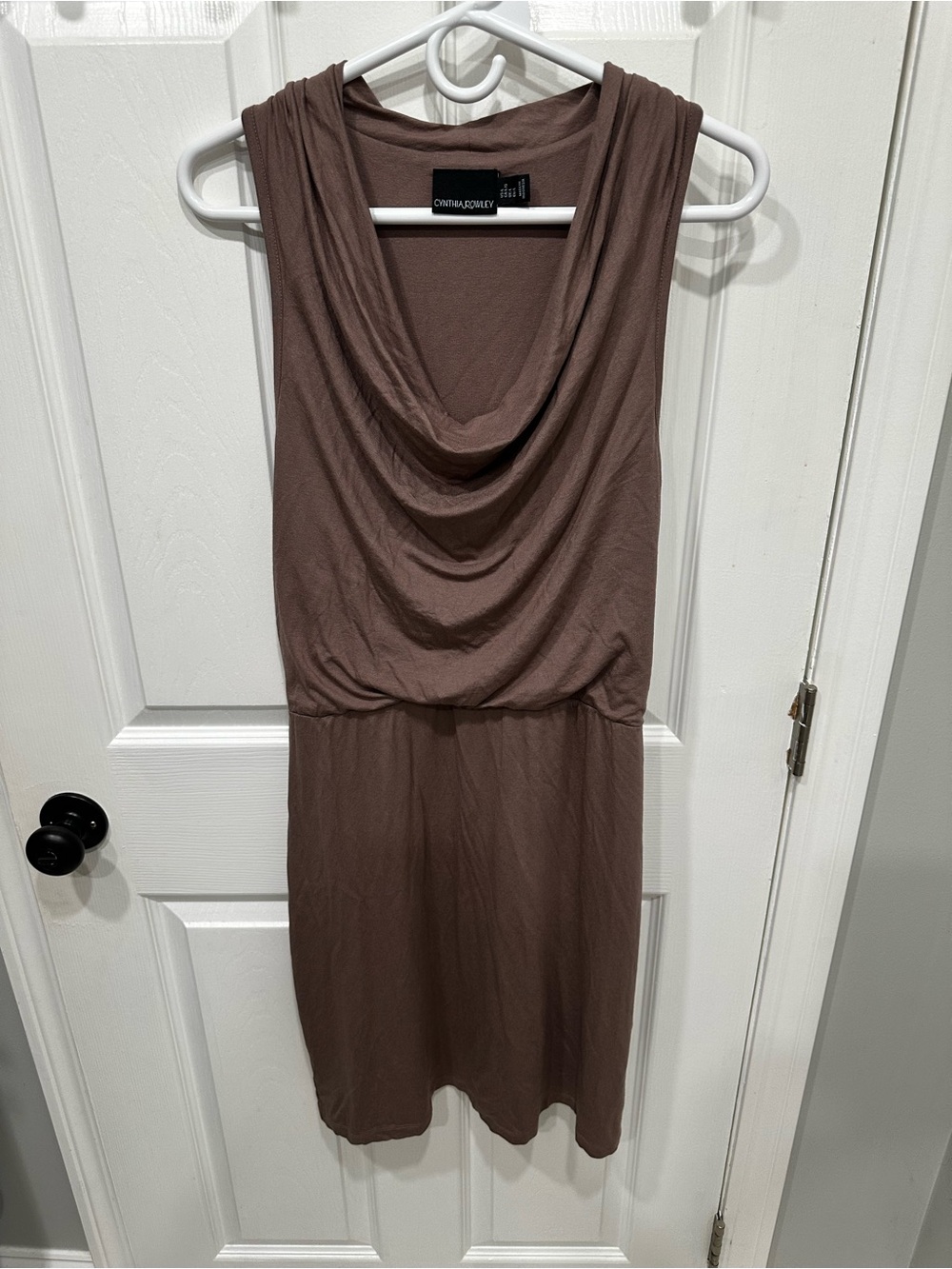 Cynthia Rowley Mauve Brown Sleeveless Cowl Neck Midi Dress